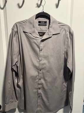 Murano Men's Long-Sleeve Dress Shirt in Gray Taupe